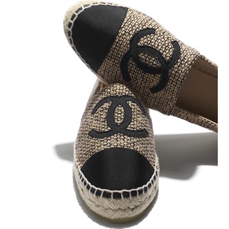 chanel espadrilles black and beige|Chanel espadrilles tweed.